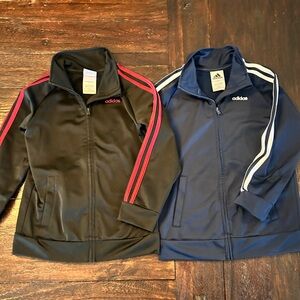 adidas Classic Kids Zip-Up Track Jacket - Black/Red & Navy/White Bundle